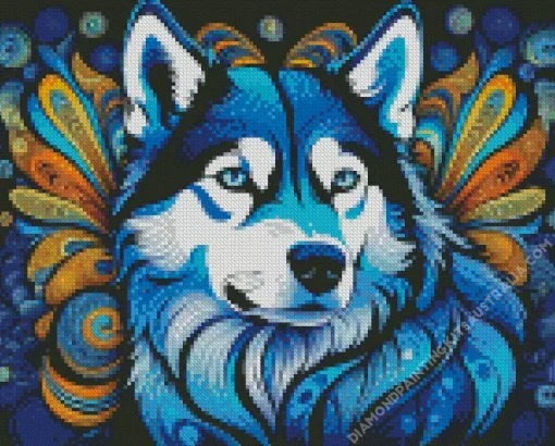 Blue Husky Diamond Painting