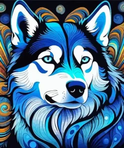 Blue Husky Diamond Painting