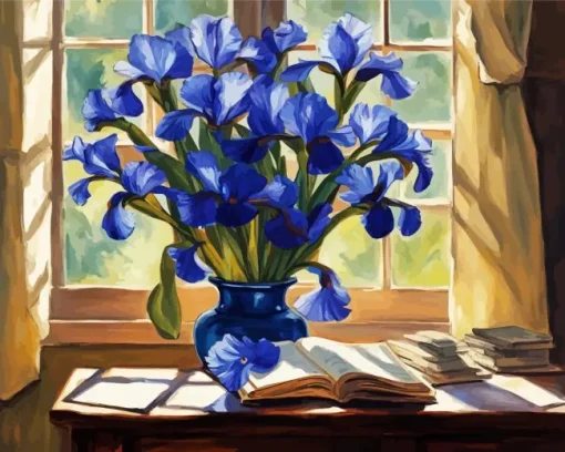 Blue Iris Vase Diamond Painting