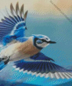 Blue Jay Bird Flying Diamond Painting