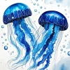 Blue Jellyfish Art Diamond Painting