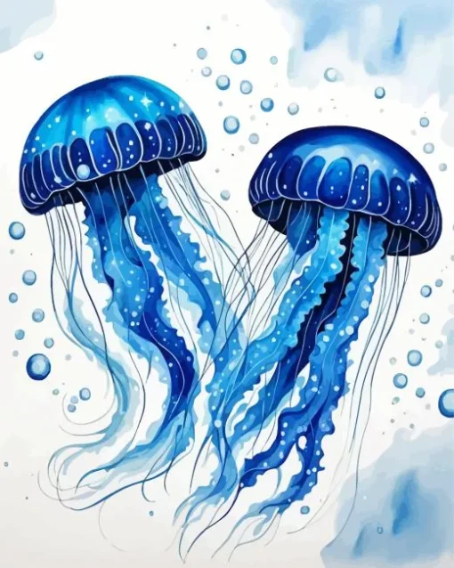 Blue Jellyfish Art Diamond Painting