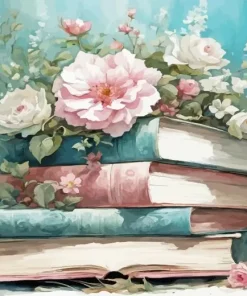 Books With Flowers Diamond Painting