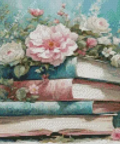 Books With Flowers Diamond Painting