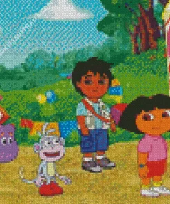 Boots Dora And Diego Diamond Painting