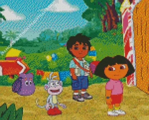 Boots Dora And Diego Diamond Painting