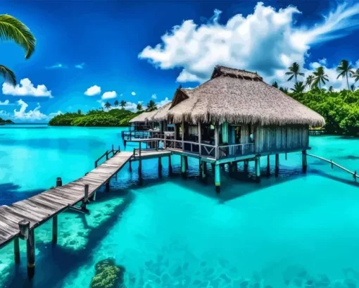 Bora Bora Huts Diamond Painting