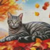 Cat And Fallen Leaves Diamond Painting