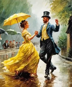 Classy Couple Dancing In The Rain Diamond Painting