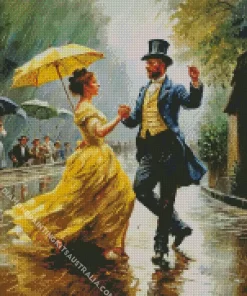 Classy Couple Dancing In The Rain Diamond Painting