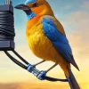 Colorful Bird On A Wire Diamond Painting