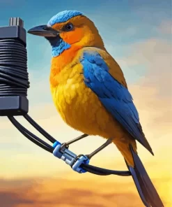 Colorful Bird On A Wire Diamond Painting