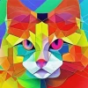 Colorful Geometric Abstract Cat Diamond Painting