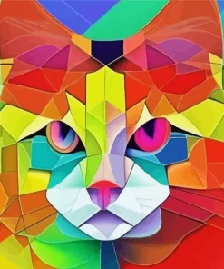 Colorful Geometric Abstract Cat Diamond Painting