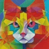 Colorful Geometric Abstract Cat Diamond Painting