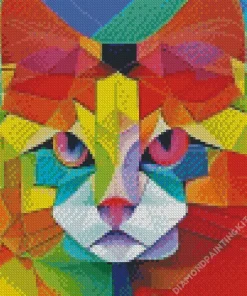 Colorful Geometric Abstract Cat Diamond Painting