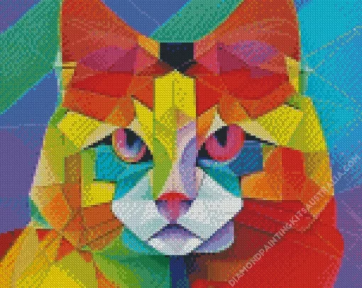 Colorful Geometric Abstract Cat Diamond Painting