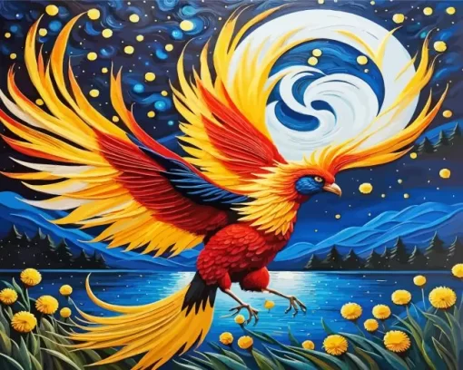 Cool Flying Phoenix Bird Diamond Painting