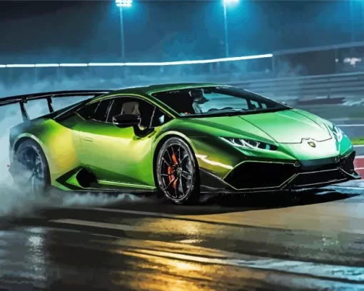 Cool Green Lamborghini Diamond Painting