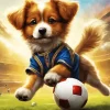 Dog Playing Football Art Diamond Painting