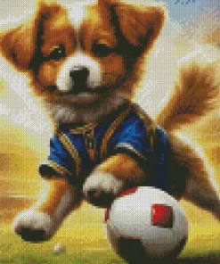 Dog Playing Football Art Diamond Painting