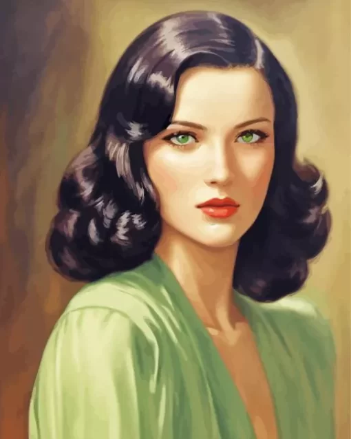 Elegant Lady With Green Eyes Diamond Painting