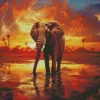 Elephant In Sunset Diamond Painting