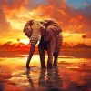 Elephant In Sunset Diamond Painting