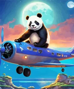 Excited Panda Flying Diamond Painting