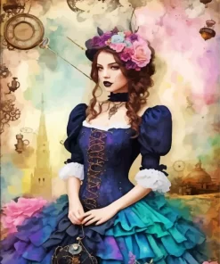 Floral Female Victorian Steampunk Diamond Painting