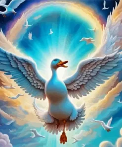 Flying White Duck Diamond Painting