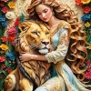 Girl Hugging Lion Diamond Painting