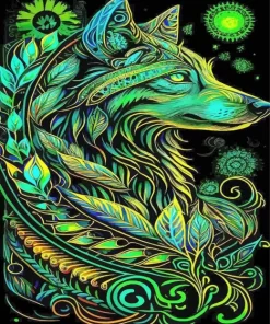 Green Wolf Art Diamond Painting