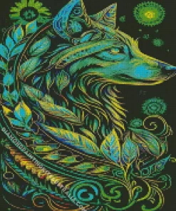 Green Wolf Art Diamond Painting