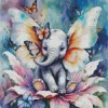 Grey Elephant With Butterflies Diamond Painting