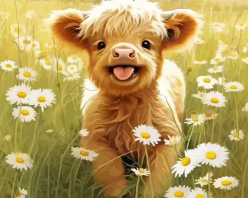 Happy Fluffy Cow Diamond Painting