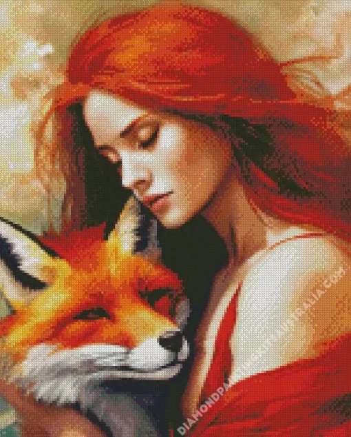 Lady And Fox Diamond Painting