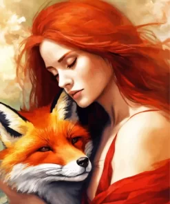 Lady And Fox Diamond Painting