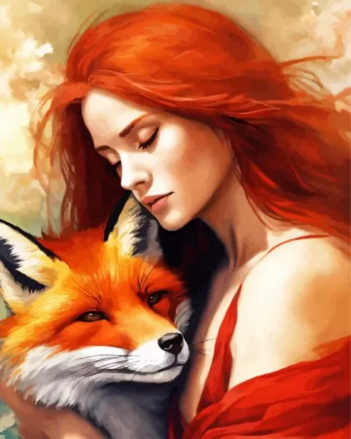 Lady And Fox Diamond Painting