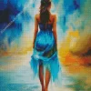 Lonely Girl In Blue Dress Diamond Painting