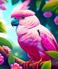 Pink Parrot Diamond Painting