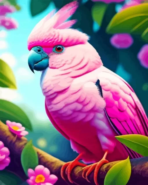 Pink Parrot Diamond Painting