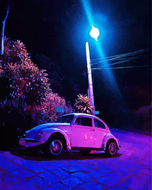 Purple Volkswagen Beetle Diamond Painting