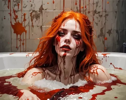 Scary Lady In Bathtub Diamond Painting