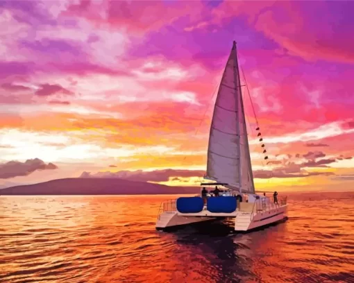 Sunset Boat Diamond Painting