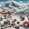 White Golden Retriever In Snow Diamond Painting