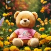 Yellow Flowers And Teddy Bear Diamond Painting