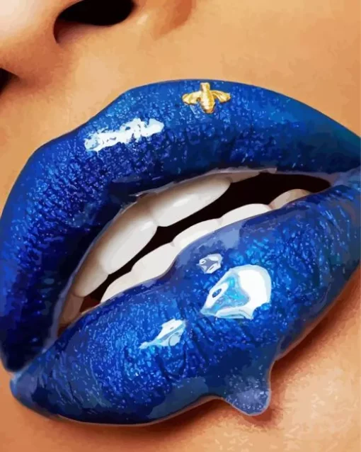 Blue Lips Diamond Painting