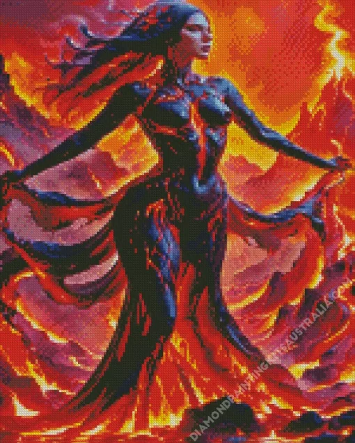 Burning Lava Woman Diamond Painting