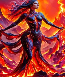 Burning Lava Woman Diamond Painting